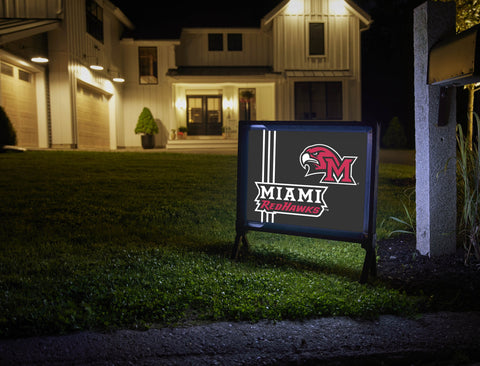 Miami RedHawks M Mascot Black Yardsy Sign
