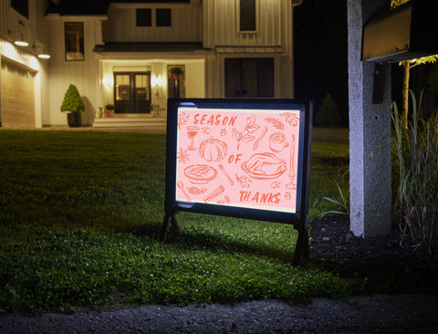 Season Of Thanks Doodle Pink Yardsy Sign