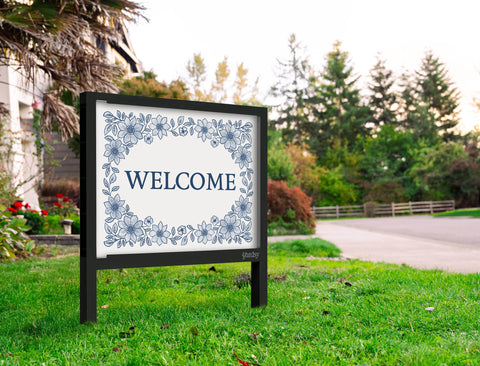 Delicate Floral Welcome Yardsy Sign