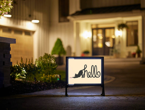 Playful Cat Hello Yardsy Sign