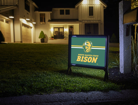 North Dakota State Bison Head Green Yardsy Sign