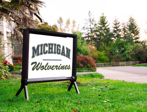 Michigan Wolverines Script White Yardsy Sign