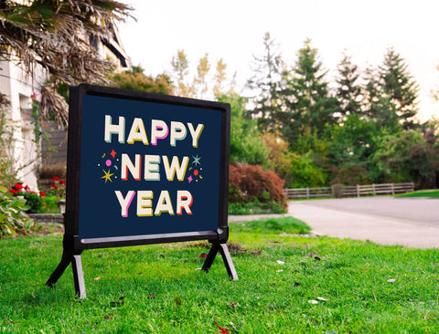 Happy New Year Multicolor Yardsy Sign