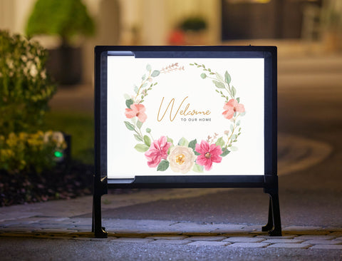 Wreath Welcome Yardsy Sign