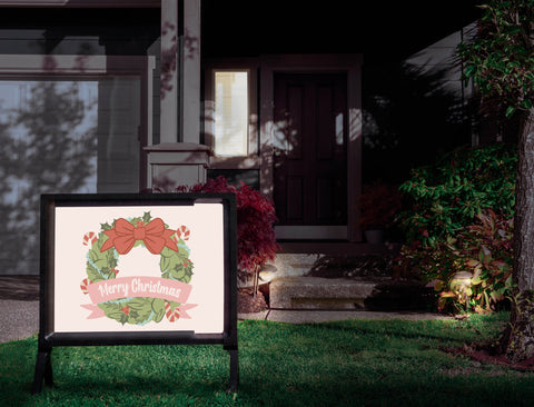 Merry Christmas Wreath Yardsy Sign