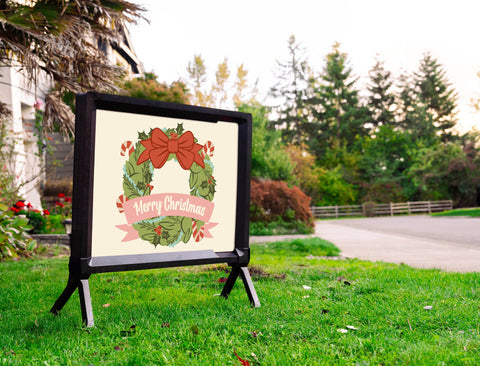 Merry Christmas Wreath Yardsy Sign