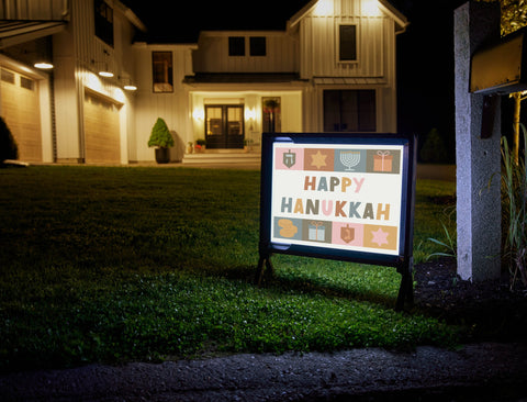 Happy Hanukkah Motifs Yardsy Sign