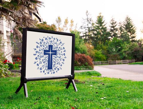 Floral Cross Yardsy Sign