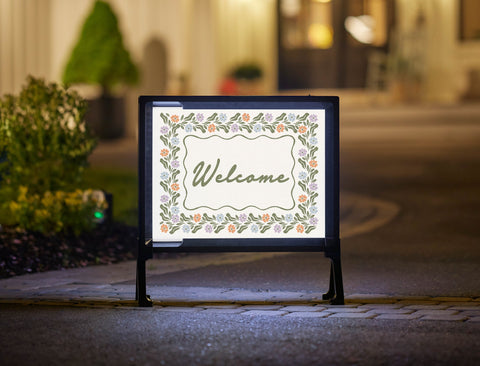 Welcome Floral Border Yardsy Sign