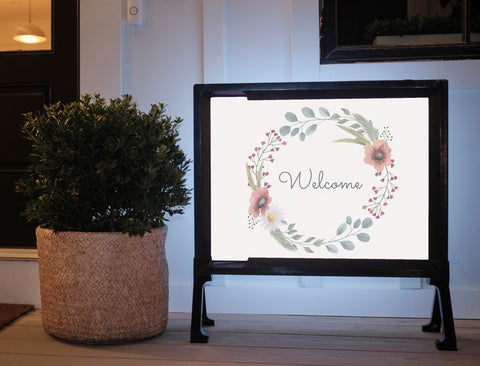 Simple Wreath Welcome Yardsy Sign