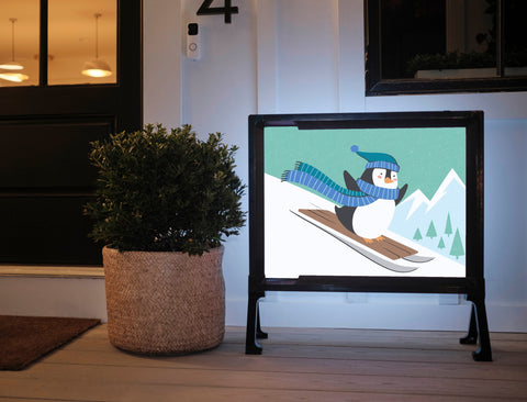 Sledding Penguin Yardsy Sign