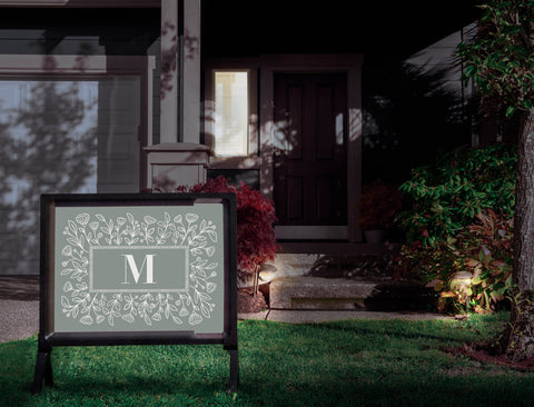Floral Frame Cusom Monogram Yardsy Sign