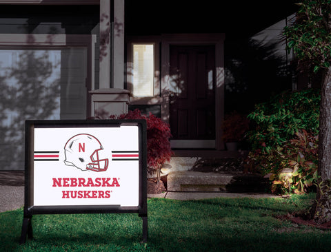 Nebraska Huskers Helmet White Yardsy Sign