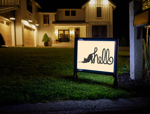 Playful Cat Hello Yardsy Sign