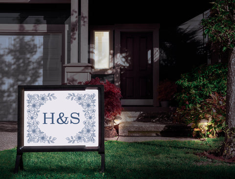 Delicate Floral Custom Monogram Yardsy Sign