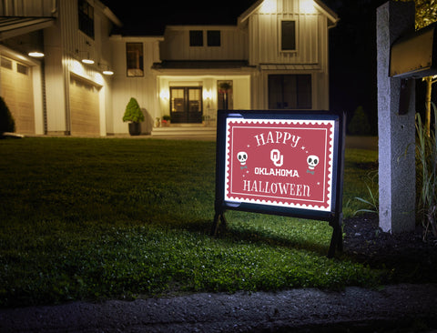 Oklahoma Happy Halloween Skulls Yardsy Sign