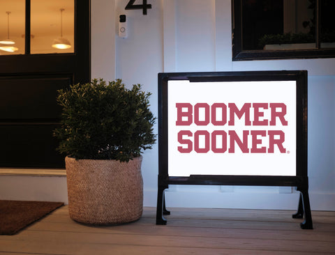 Oklahoma Boomer Sooner Wordmark White Yardsy Sign