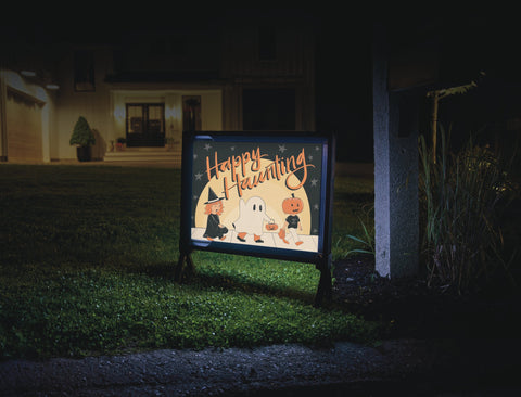 Happy Haunting Retro Halloween Yardsy Sign