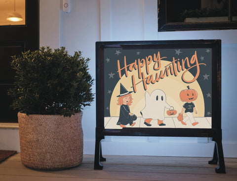 Happy Haunting Retro Halloween Yardsy Sign