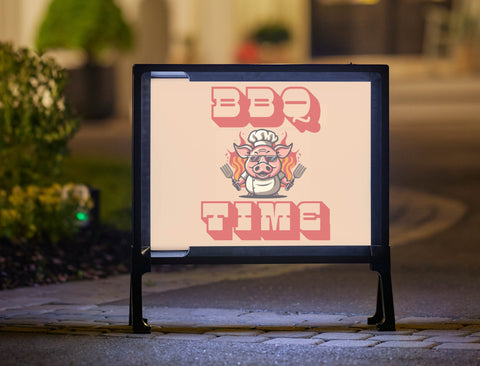 BBQ Time Pig Chef Summer Yardsy Sign