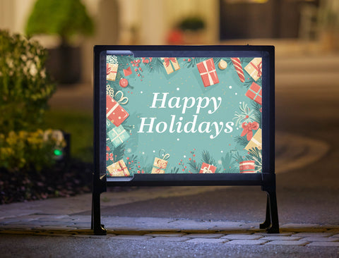 Happy Holidays Light Green Gifts Holiday Yardsy Sign