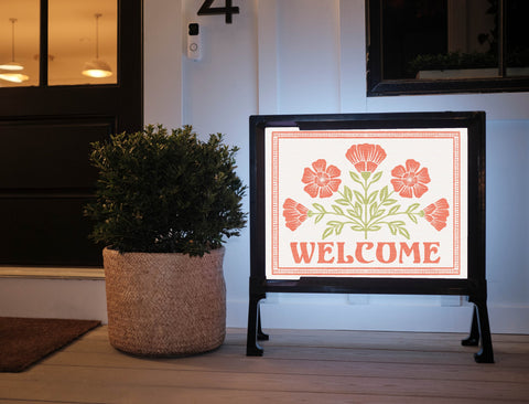 Poppy Flower Welcome Yardsy Sign