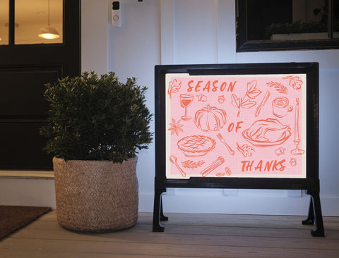 Season Of Thanks Doodle Pink Yardsy Sign