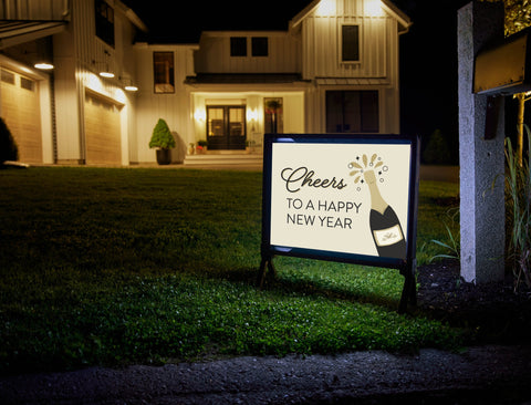 Cheers To A Happy New Year Yardsy Sign