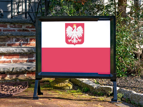 Flag Poland With Coat of Arms Yardsy Sign