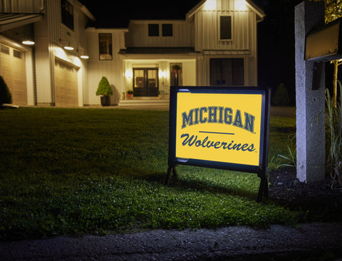 Michigan Wolverines Script Maize Yellow Yardsy Sign