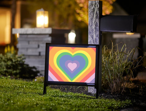 Rainbow Heart Beam Yardsy Sign