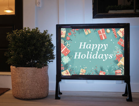 Happy Holidays Light Green Gifts Holiday Yardsy Sign