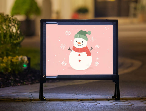 Pink Snowman Cute Winter Yardsy Sign