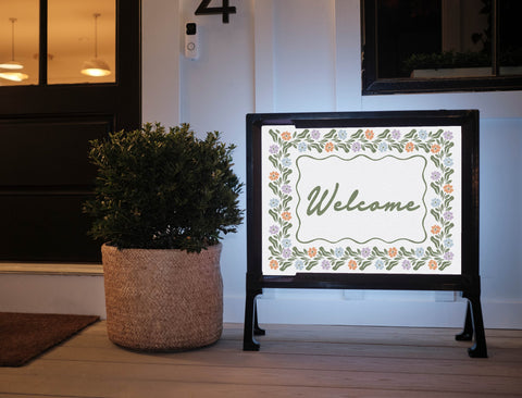 Welcome Floral Border Yardsy Sign
