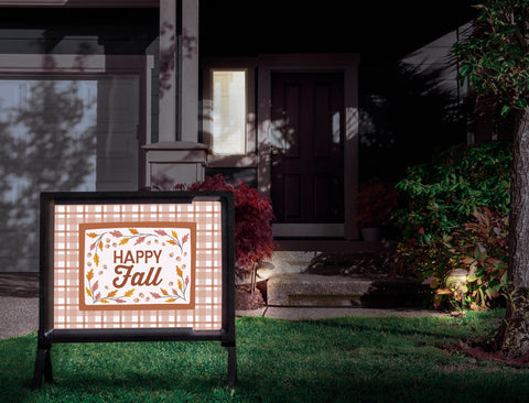 Happy Fall Plaid Border Yardsy Sign
