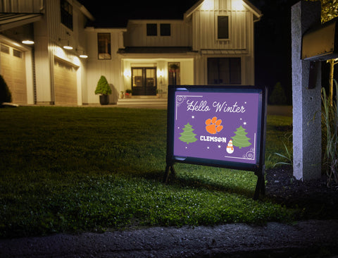 Clemson Hello Winter Yardsy Sign