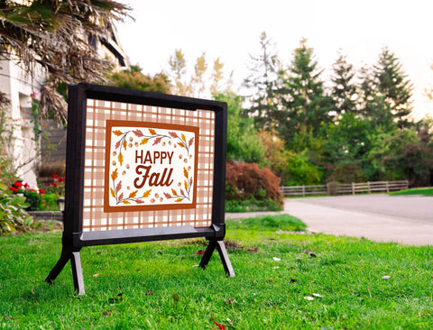 Happy Fall Plaid Border Yardsy Sign