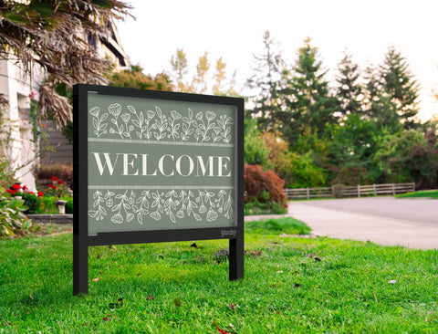 Floral Frame Welcome Yardsy Sign