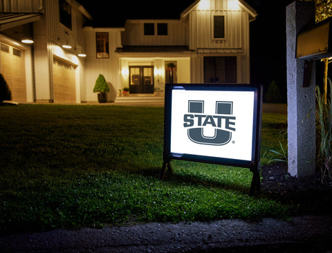 USU White Yardsy Sign