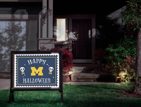 Michigan Happy Halloween Skulls Yardsy Sign