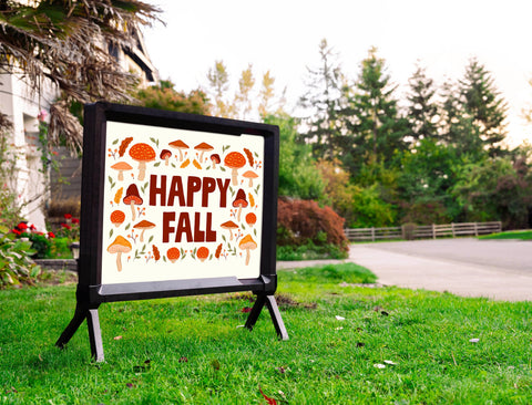 Happy Fall Mushrooms Yardsy Sign