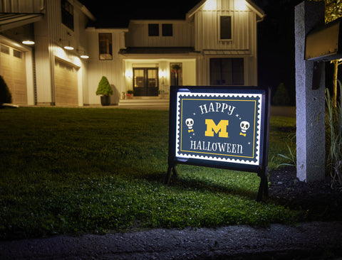 Michigan Happy Halloween Skulls Yardsy Sign
