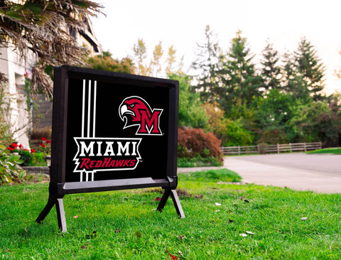 Miami RedHawks M Mascot Black Yardsy Sign