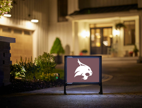 Texas State Bobcat Head Maroon Yardsy Sign