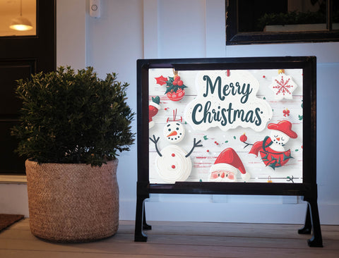 Merry Christmas Ornaments Holiday Yardsy Sign