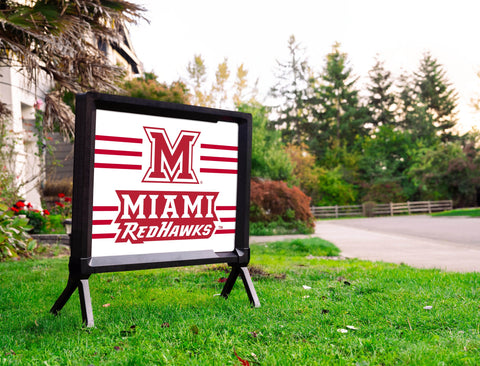 Miami RedHawks M White Yardsy Sign