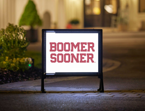 Oklahoma Boomer Sooner Wordmark White Yardsy Sign