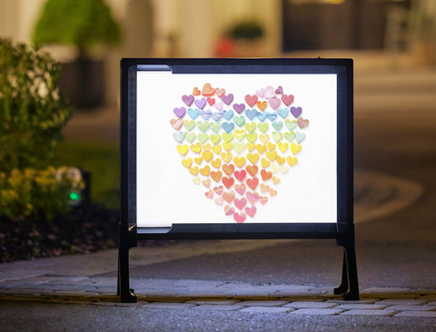 Rainbow Mini Hearts Yardsy Sign