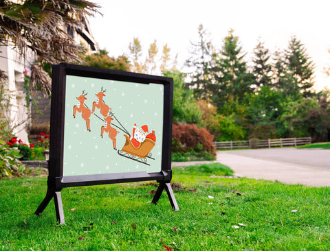 Santa And His Reindeer Yardsy Sign