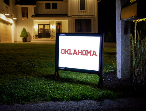 Oklahoma Athletics Wordmark White Yardsy Sign
